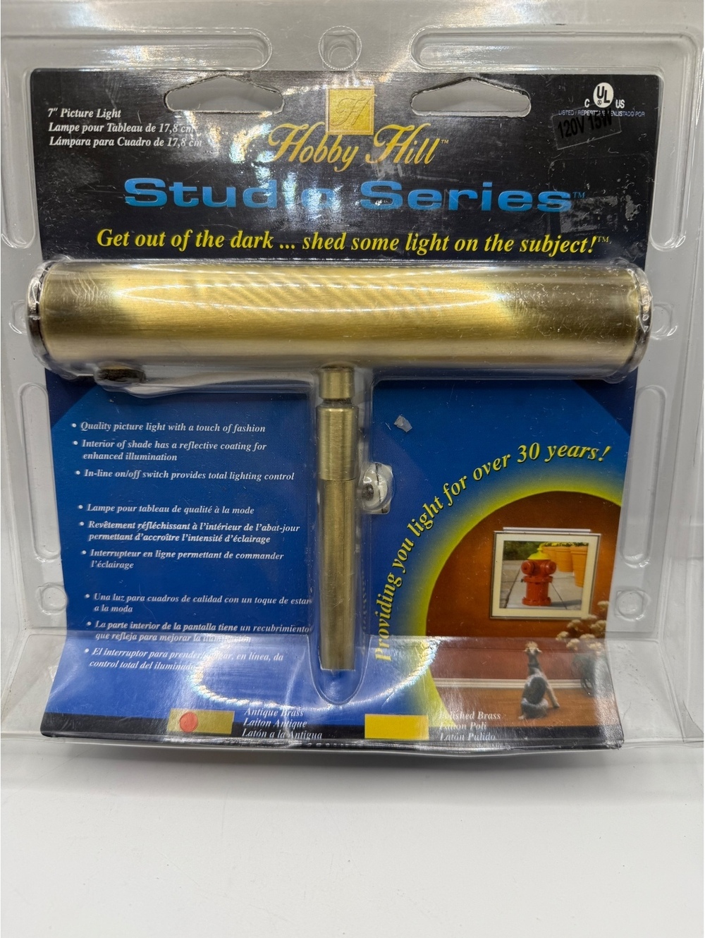 New Hobby Hill Studio Series 7" Picture Light Polished Brass Artwork Lamp 120V